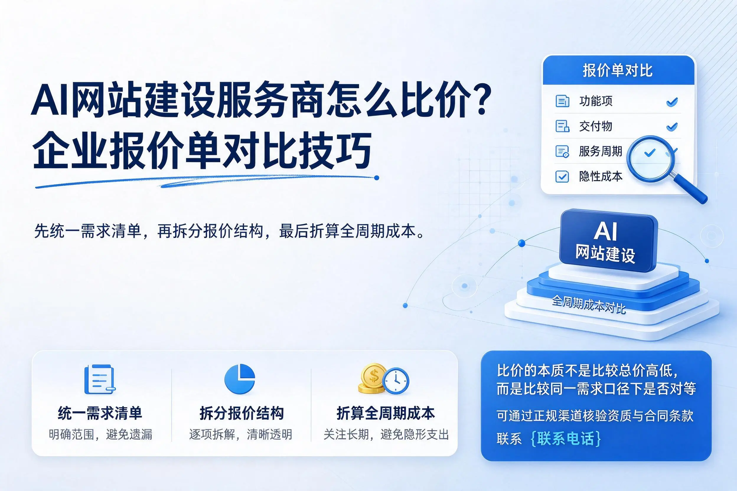 AI网站建设服务商怎么比价？安阳企业报价单对比技巧